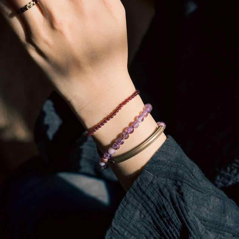 Buddha Stones Retro 6mm Amethyst 4mm Garnet Multilayer Balance Bracelet