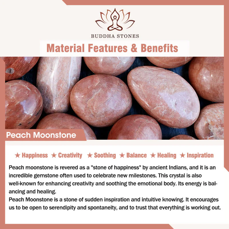 Buddha Stones Peach Moonstone Healing Bracelet