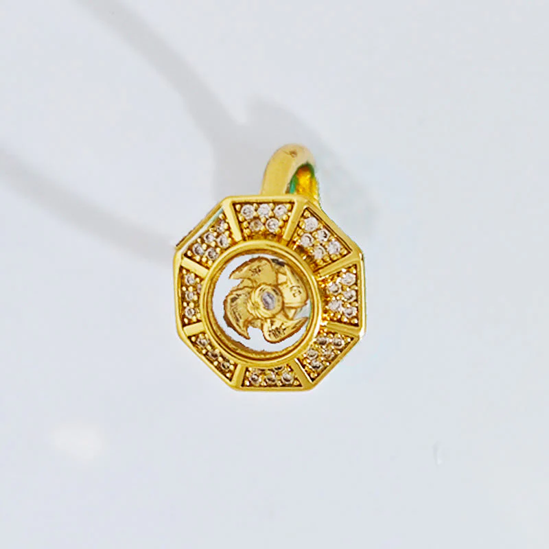 Buddha Stones Gold Plated Copper Windmill Feng Sheng Shui Qi Luck Wealth Adjustable Ring