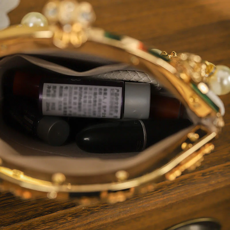 Buddha Stones Calla Embroidery Metal Handle Handbag Crossbody Bag