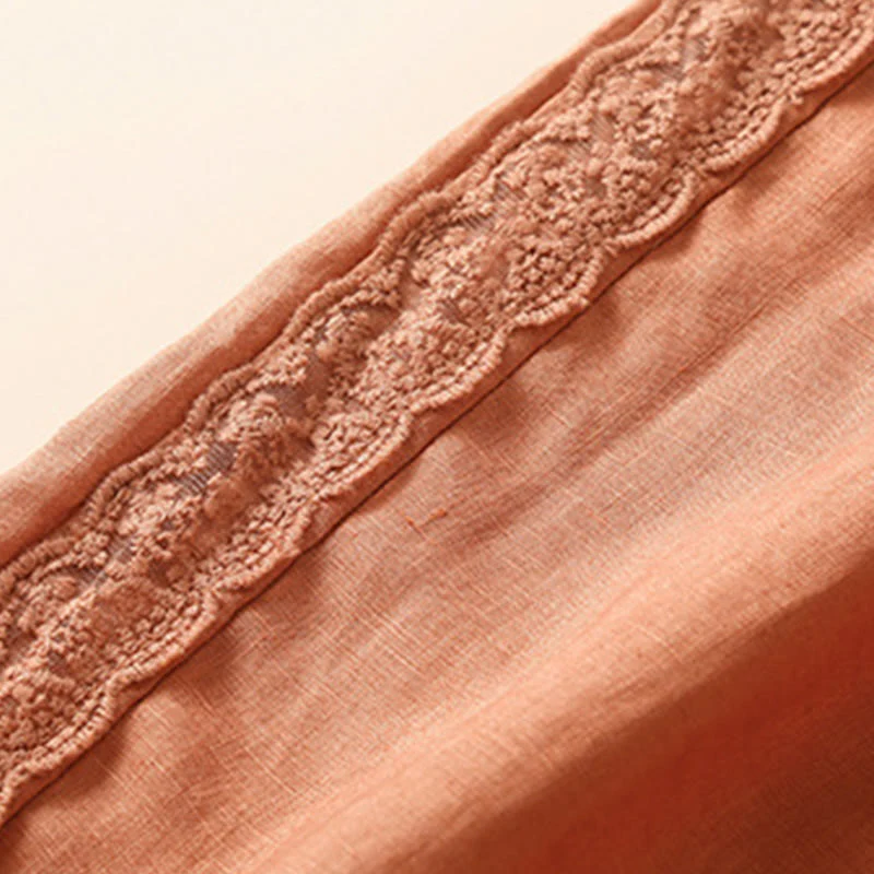 Buddha Stones Plain Lace Women's Harem Cotton Linen Pants With Pockets