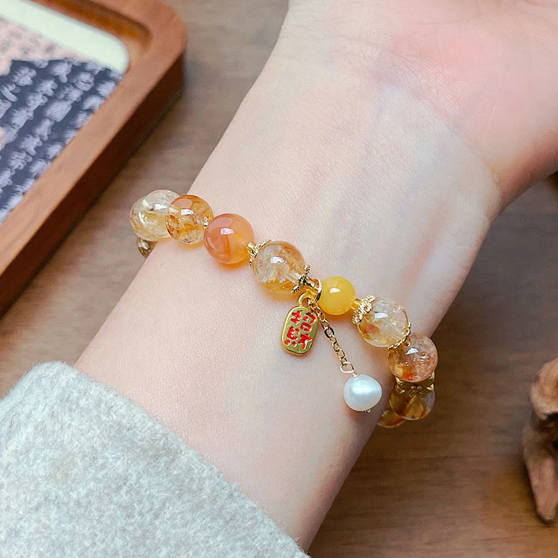 Buddha Stones Natural Citrine Beads Nafu Pleasure Bracelet