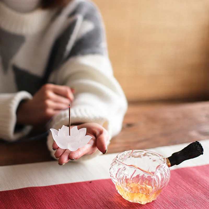 Buddha Stones Mini Lotus Liuli Crystal Healing Meditation Stick Incense Burner