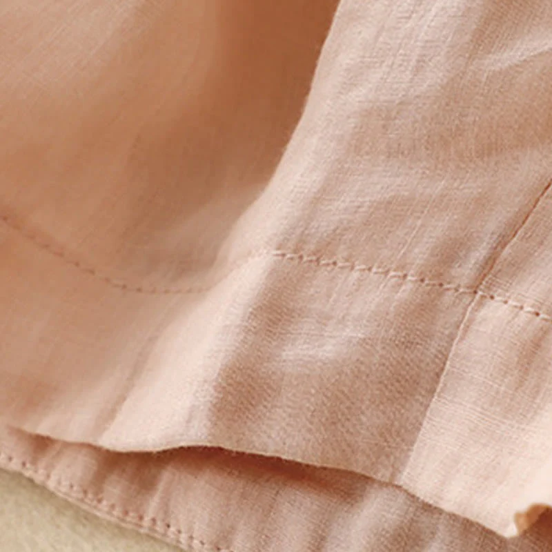 Buddha Stones Embroidered Pattern Women's Cotton Linen Harem Pants With Pockets