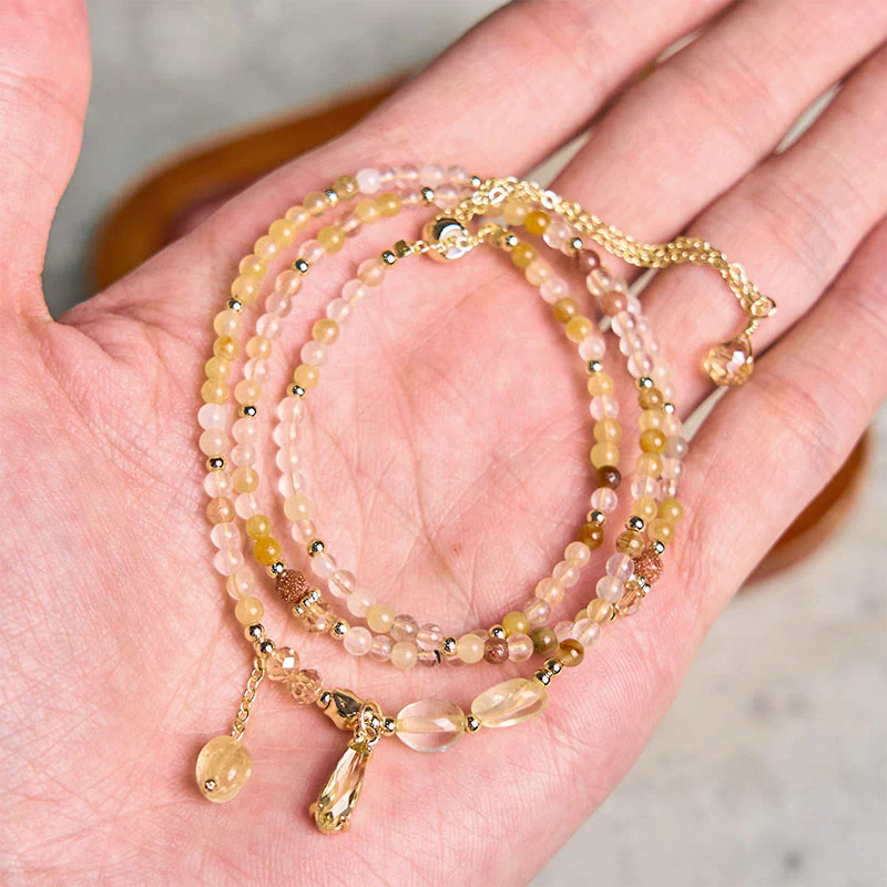 Buddha Stones Natural Citrine Beads Pleasure Multi Layer Bracelet