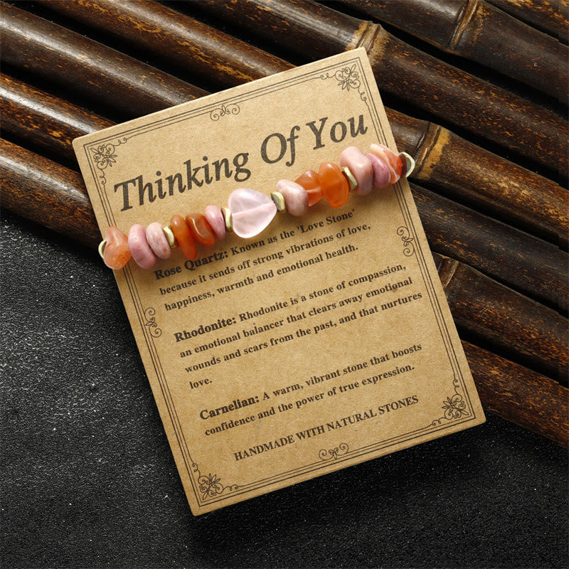 Buddha Stones Thinking Of You Rose Quartz Rhodonite Carnelian Relationships Bracelet
