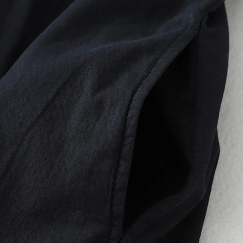 Buddha Stones Casual Ruffled Lace Patchwork Design Puff Sleeve Cotton Midi Dress With Pockets