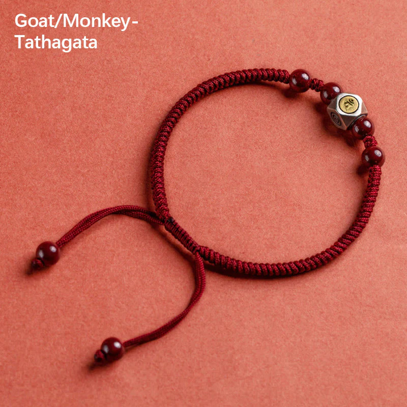 Buddha Stones 925 Sterling Silver Chinese Zodiac Natal Buddha Cinnabar Calm Bracelet