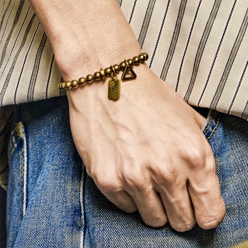 Buddha Stones Retro Pure Copper Brass Luck Bracelet