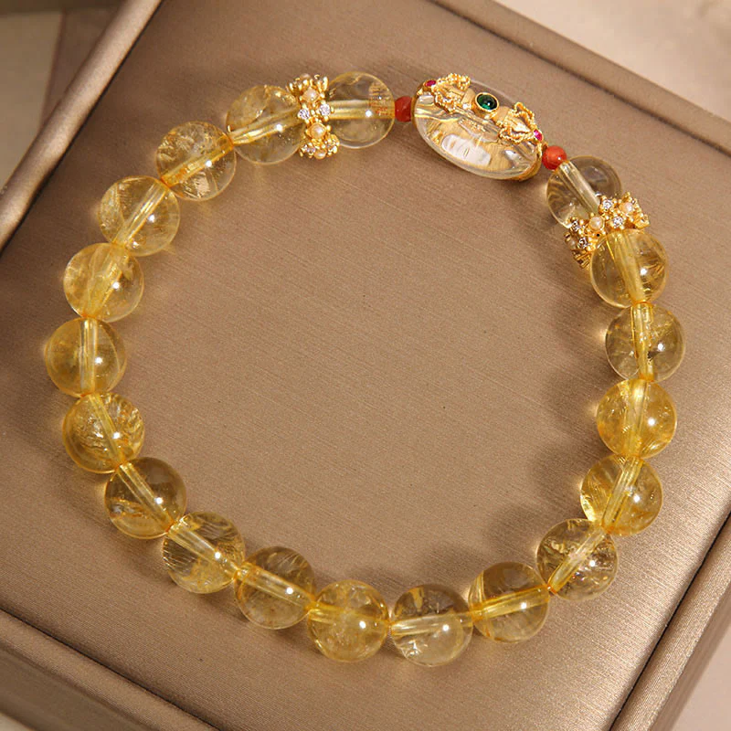 Buddha Stones Natural Golden Rutilated Quartz Beads Auspiciousness Bracelet