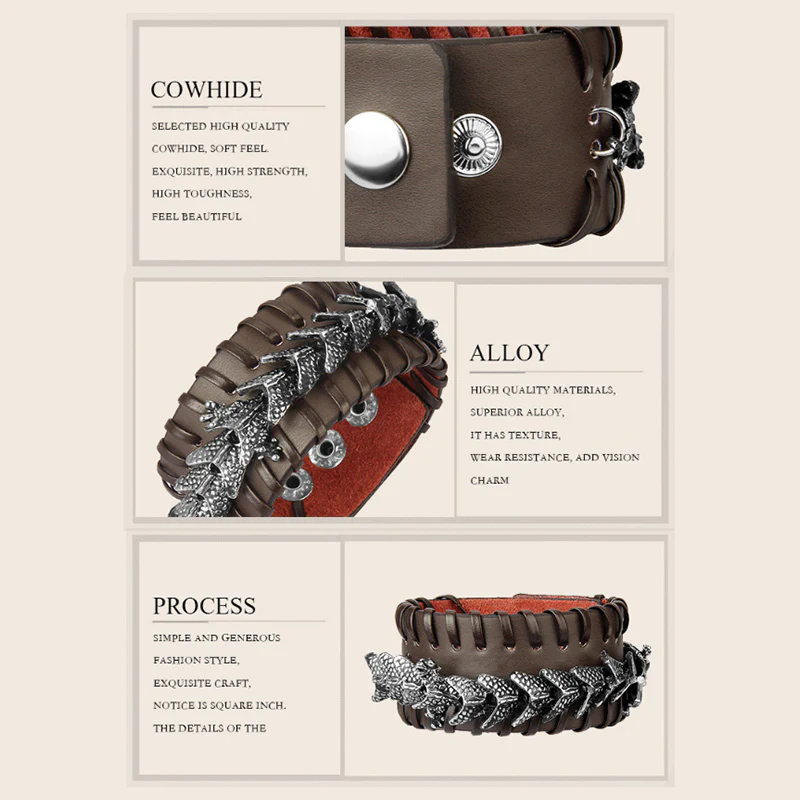 Buddha Stones Dragon Leather Protection Weave Bracelet