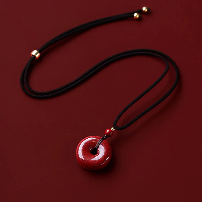 Buddha Stones Cinnabar Peace Buckle Calm Blessing Necklace Pendant