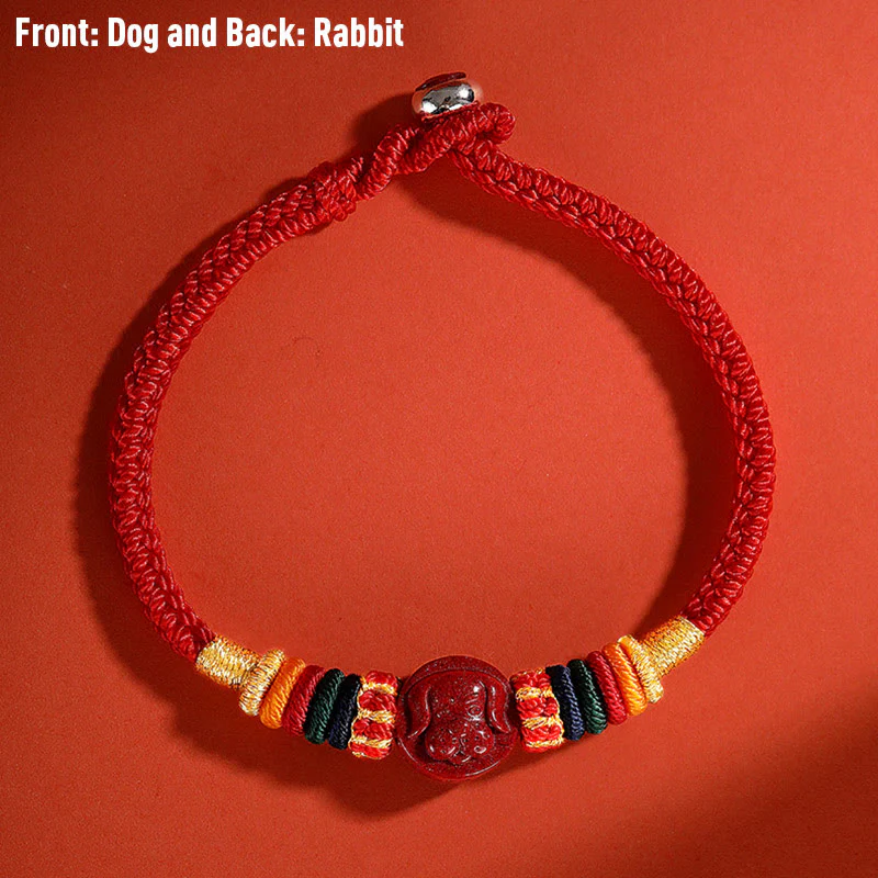 Buddha Stones Year of the Dragon 925 Sterling Silver Chinese Zodiac Cinnabar Auspicious Matches Blessing Bracelet (Extra 30% Off | USE CODE: FS30)