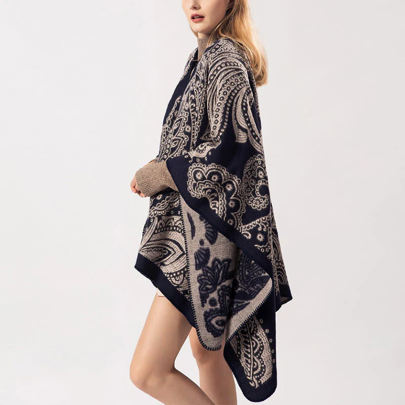 Buddha Stones Tibetan Cashew Flower Shawl Fall Winter Cozy Scarf Wrap