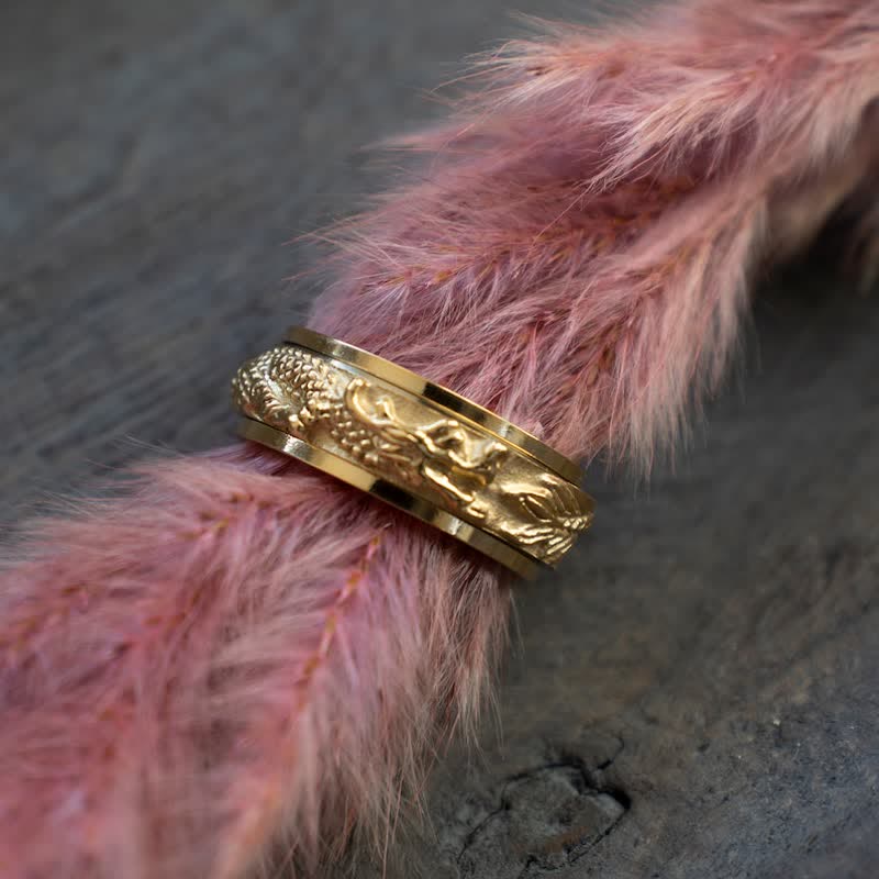 Buddha Stones Dragon Titanium Steel Stimulation Rotatable Ring (Extra 30% Off | USE CODE: FS30)
