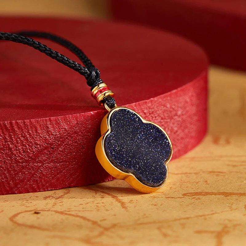 Buddha Stones 925 Sterling Silver Plum Blossom Cat Four Leaf Clover Blessing Necklace Pendant