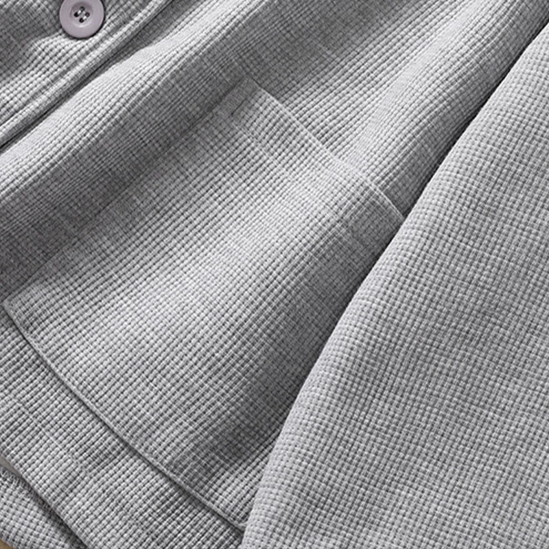 Buddha Stones Plain Lapel Women's Cotton Jacket With Pockets