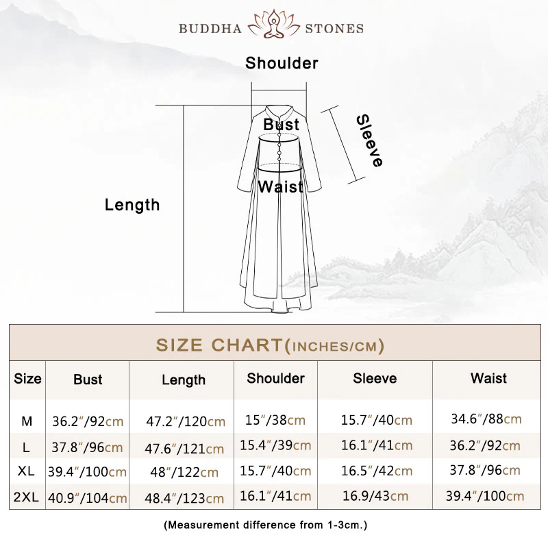 Buddha Stones Embroidery Chiffon Cheongsam Midi Dress Wide Leg Pants Meditation Zen Practice Clothing