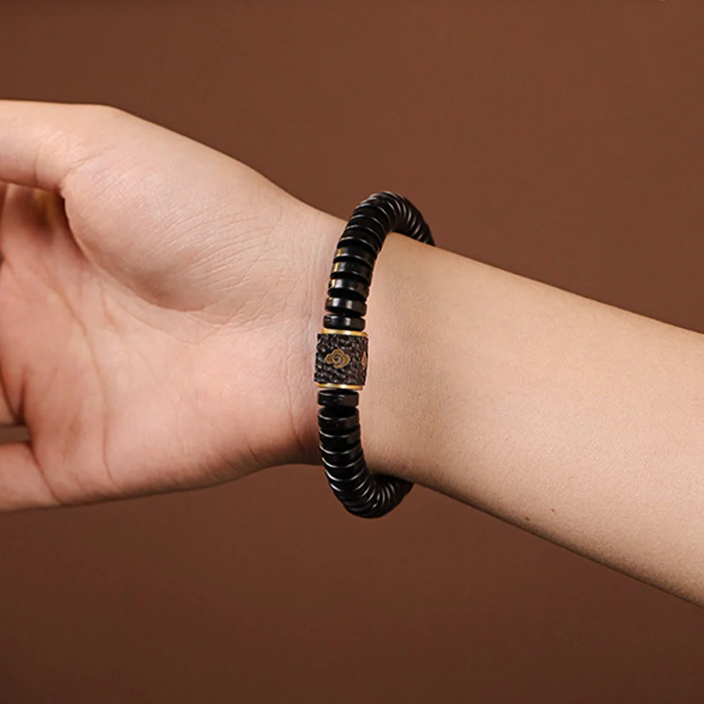Buddha Stones Tibetan Coconut Shell Auspicious Clouds Positive Bracelet