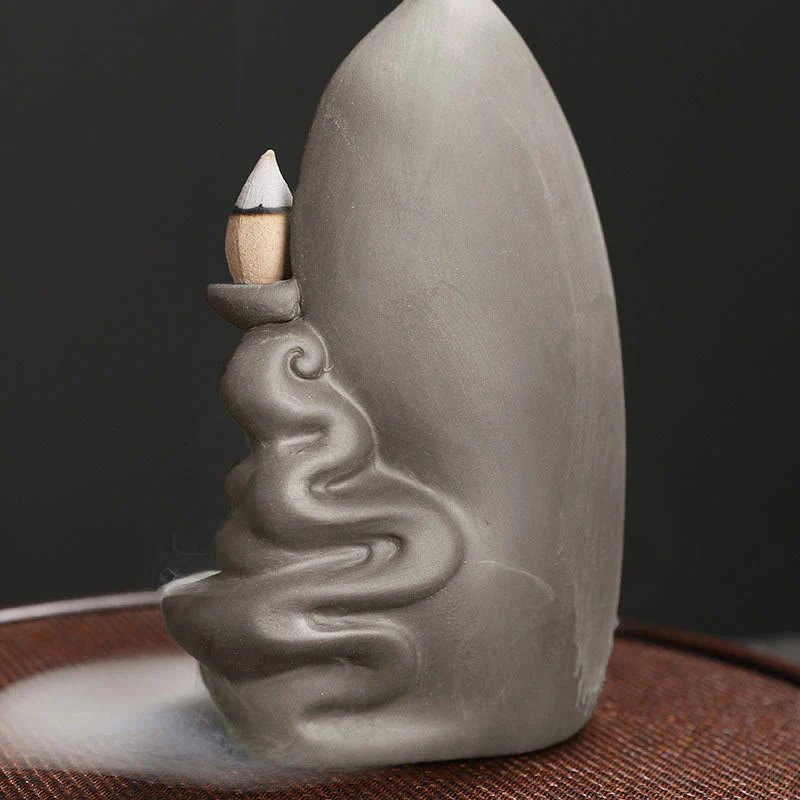 Buddha Stones Tibetan Avalokitesvara Buddha Lotus Healing Backflow Smoke Fountain Incense Burner