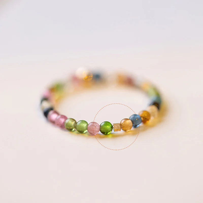 Buddha Stones Natural Tourmaline Positive Love Ring