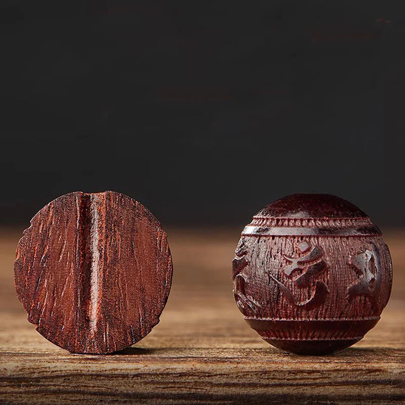 Buddha Stones Small Leaf Red Sandalwood Five Directions Gods of Wealth Calm Bracelet