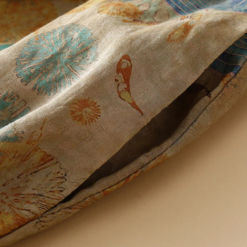 Buddha Stones Retro Casual Chinese Frog-Button Design Women's Harem Pants With Pockets