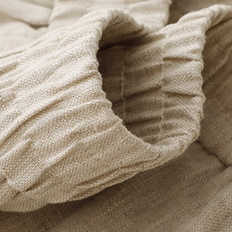 Buddha Stones Summer Plain Women's Cotton Linen Harem Pants With Pockets