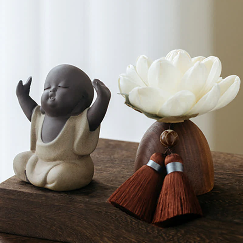 Black Peach Wood Buddha Flower Calm Cure Decorations