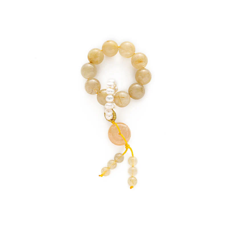 Buddha Stones Citrine Peace Buckle Prosperity Happiness Wrist Mala
