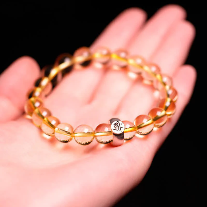 Buddha Stones 925 Sterling Silver Chinese Zodiac Natal Buddha Citrine Protection Bracelet