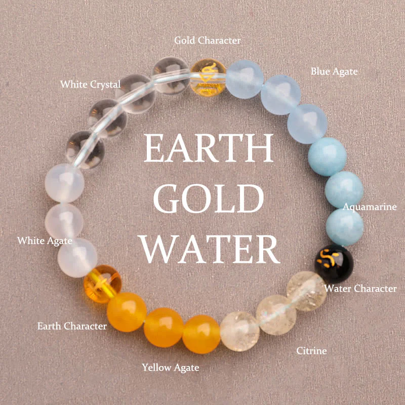 Buddha Stones Five Elements Various Agate Crystal Green Strawberry Quartz Sun Stone Wealth Bracelet