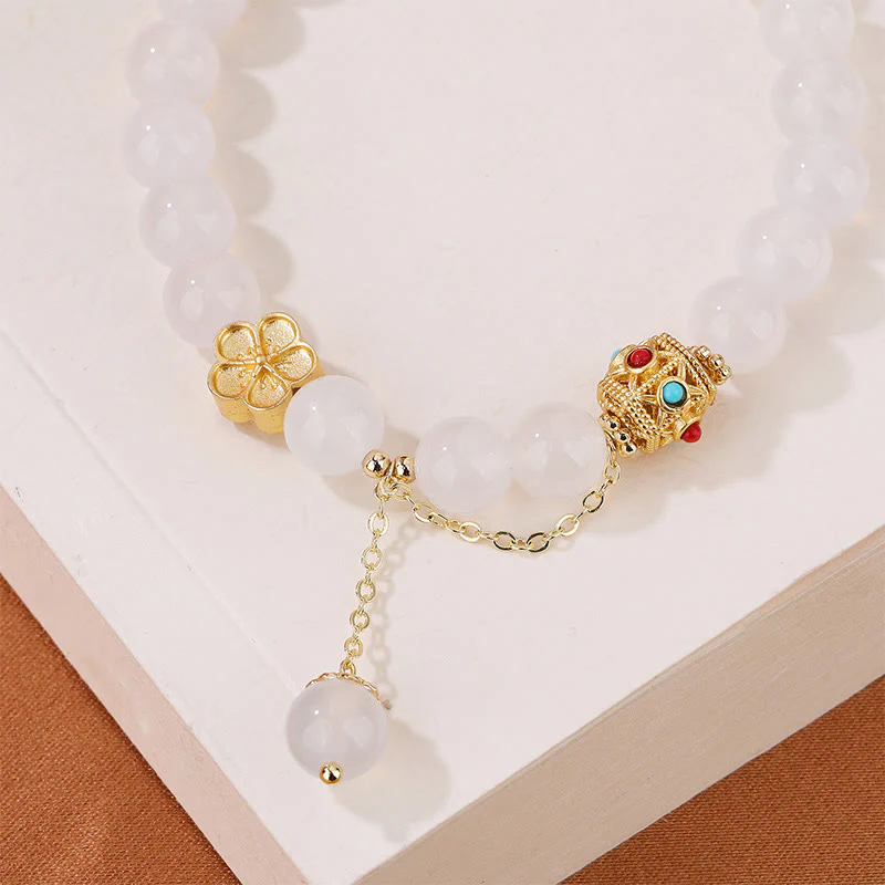 Buddha Stones Natural Red Agate White Agate Peach Blossom Self-acceptance Bracelet