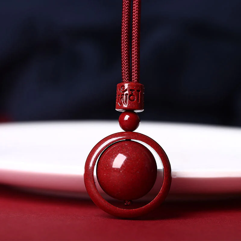 Buddha Stones Cinnabar Om Mani Padme Hum PiXiu Blessing Lucky Bead Necklace Pendant