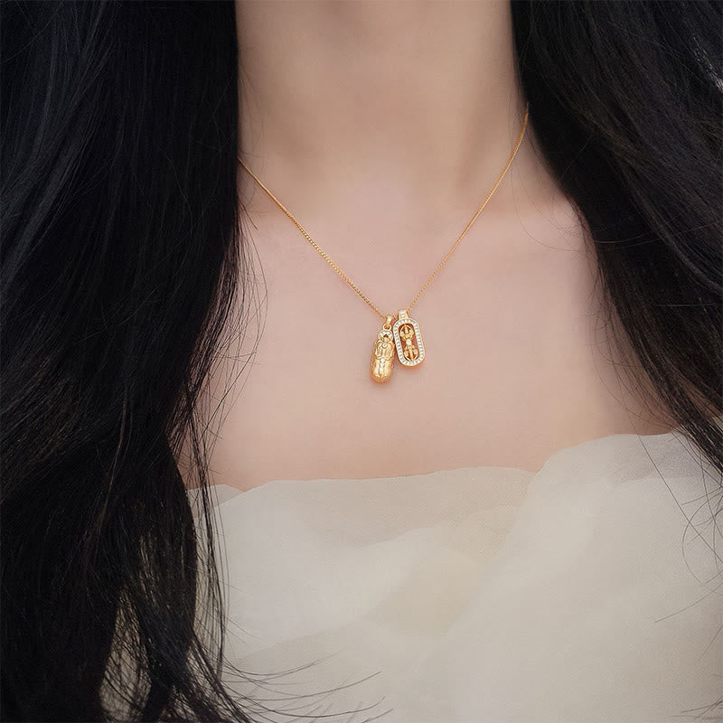 Buddha Stones 925 Sterling Silver Mini PiXiu Dorje Vajra Wealth Necklace Pendant