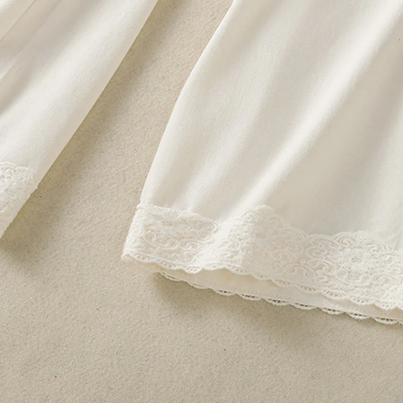 Buddha Stones Casual Lace Patchwork Design High Waist Women's Wide Leg Ankle-Length Pants With Pockets Zipper