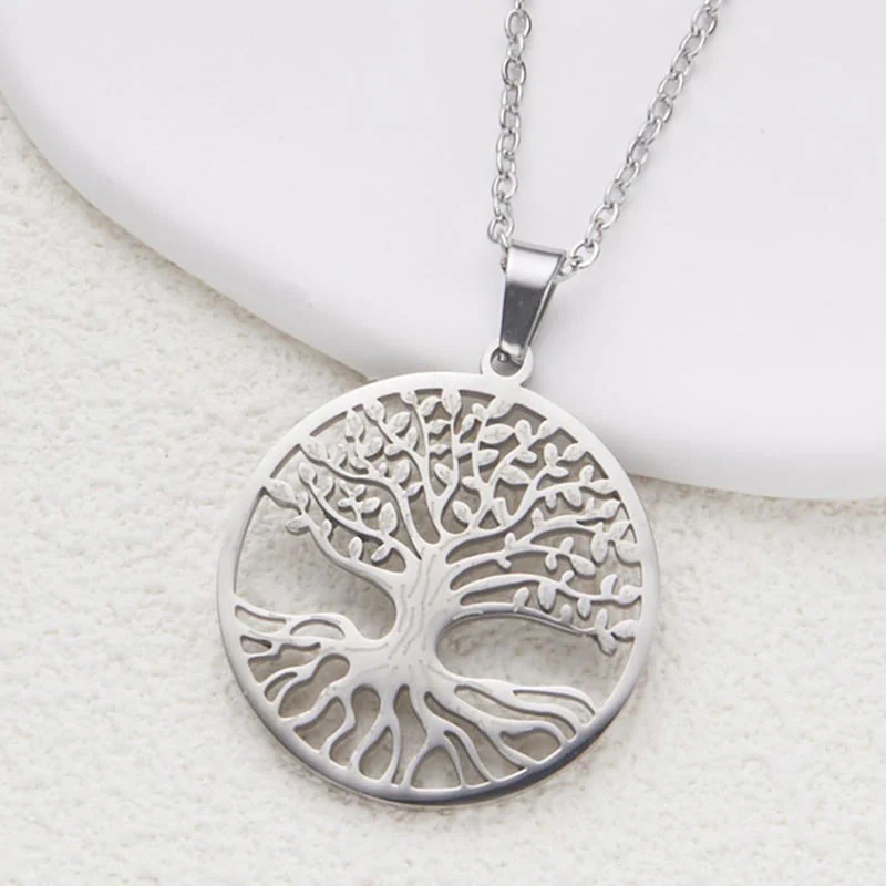 Buddha Stones The Tree Of Life Titanium Steel Enlightenment Necklace Pendant