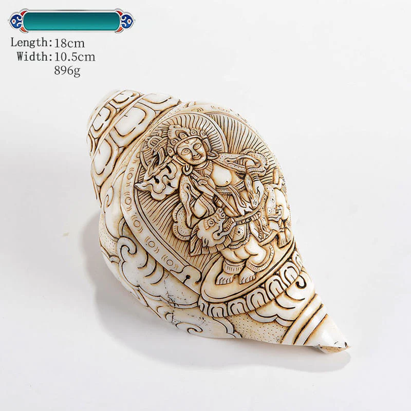 Buddha Stones Tibetan Handmade Engraved Shankha Buddha Avalokitesvara Conch Shell Wealth Decoration