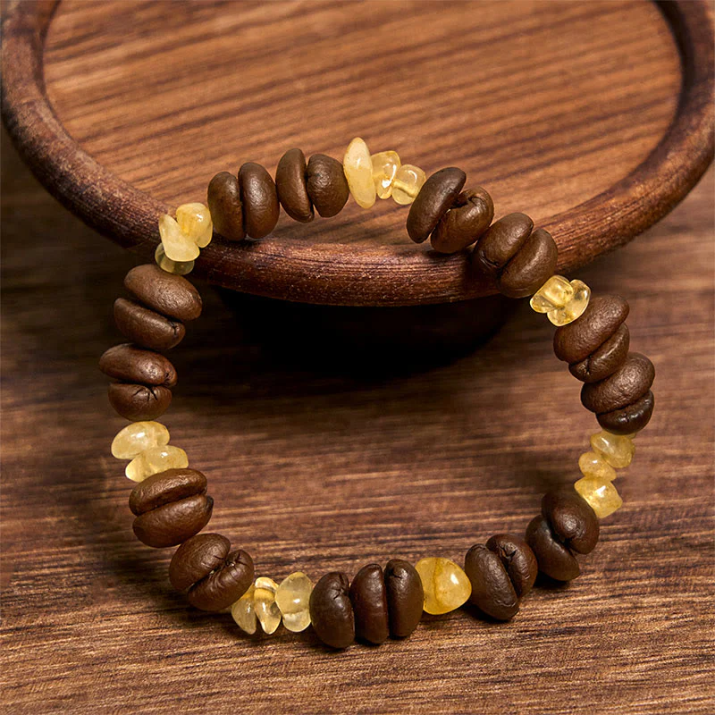 Buddha Stones Handmade Natural Coffee Beans Amethyst Citrine Amazonite Irregular Crystal Bracelet