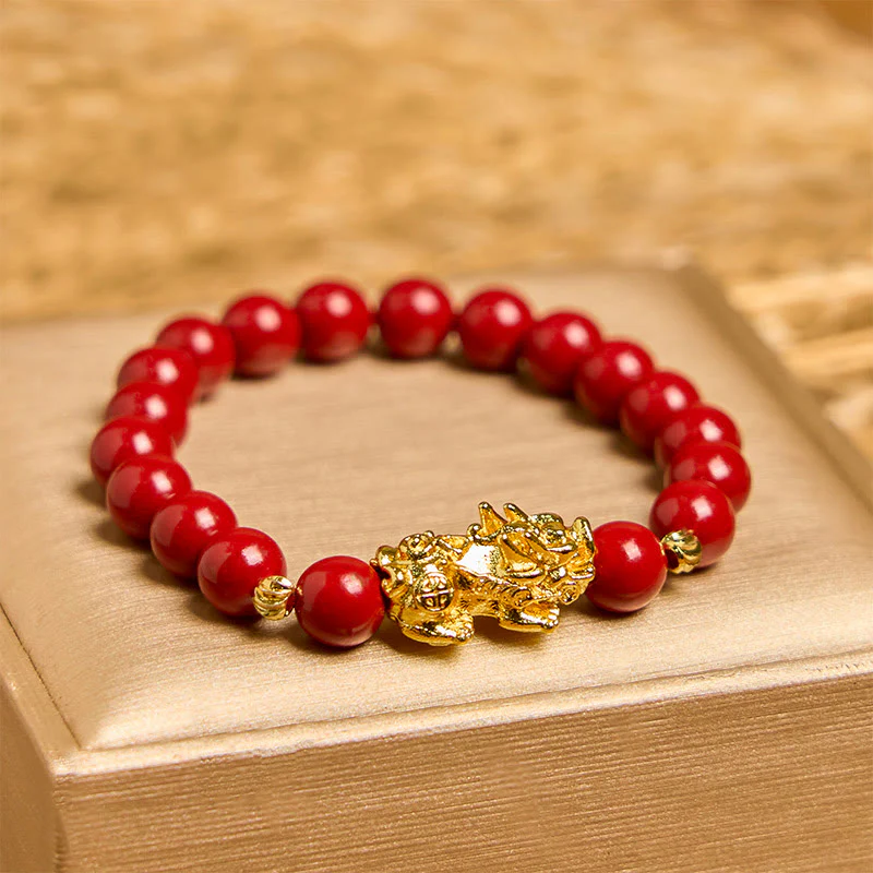 Buddha Stones Cinnabar PiXiu Calm Blessing Bracelet
