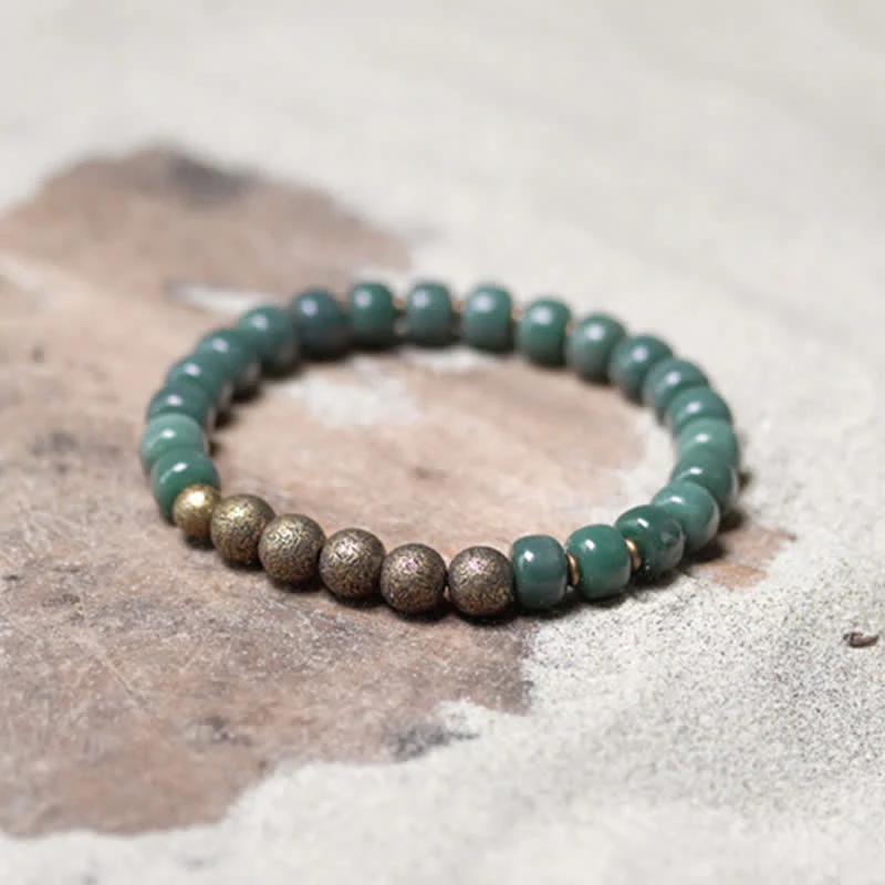 Buddha Stones Tibetan Cyan Bodhi Seed Copper Success Bracelet