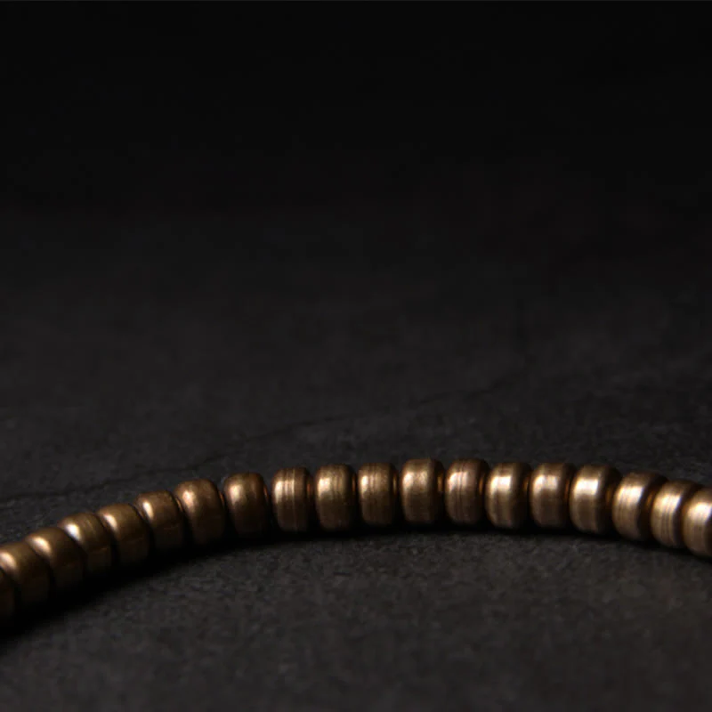 Buddha Stones Simple Design Copper Brass Bead Luck Wealth Bracelet
