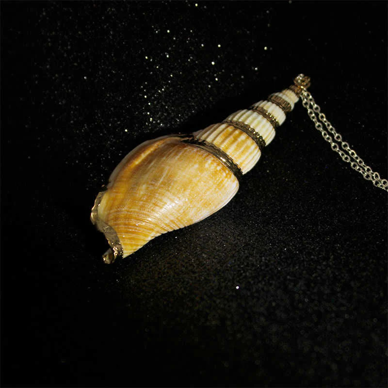 Buddha Stones Natural Shankha Conch Shell Seashell Lucky Necklace Pendant