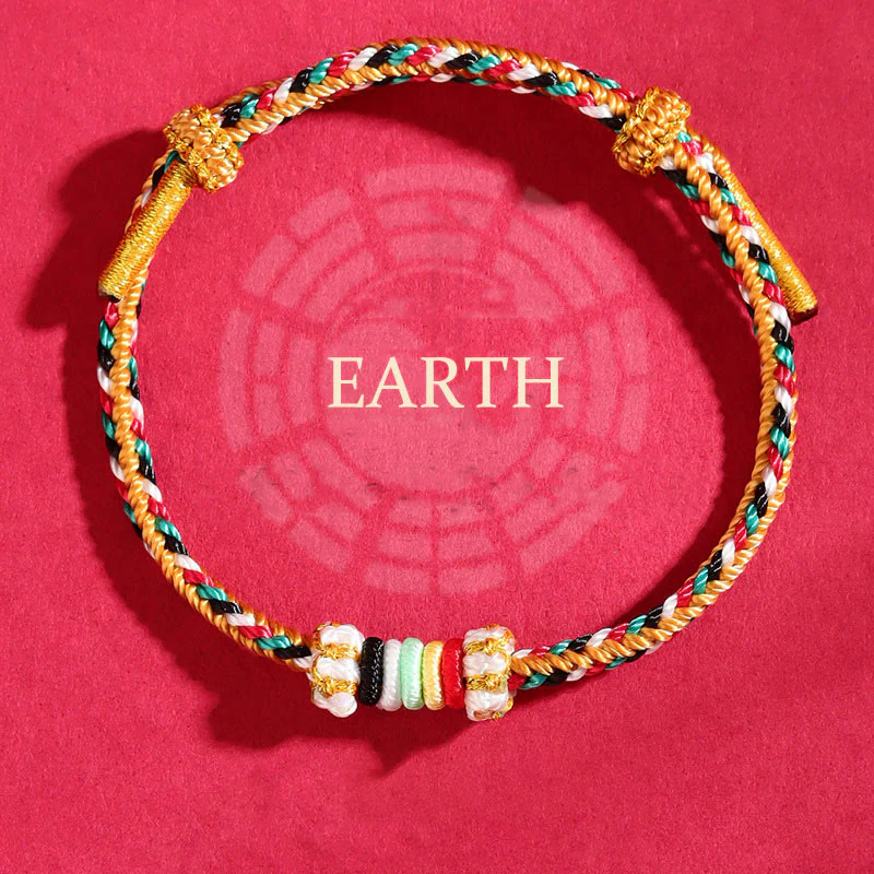 Buddha Stones Five Elements Colorful String Completeness Knot Reef Knot Braid Luck Bracelet