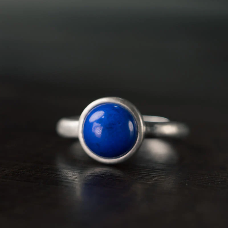 Buddha Stones Natural 925 Sterling Silver Lazurite Turquoise Adjustable Balance Ring