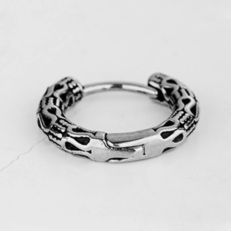 Buddha Stones Retro Pattern Titanium Steel Balance Earrings