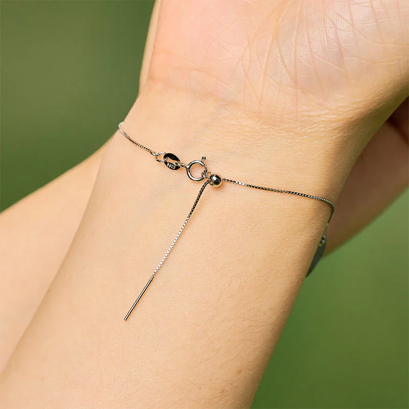 Buddha Stones 925 Sterling Silver Cat Natural Ice Obsidian Positive Bracelet