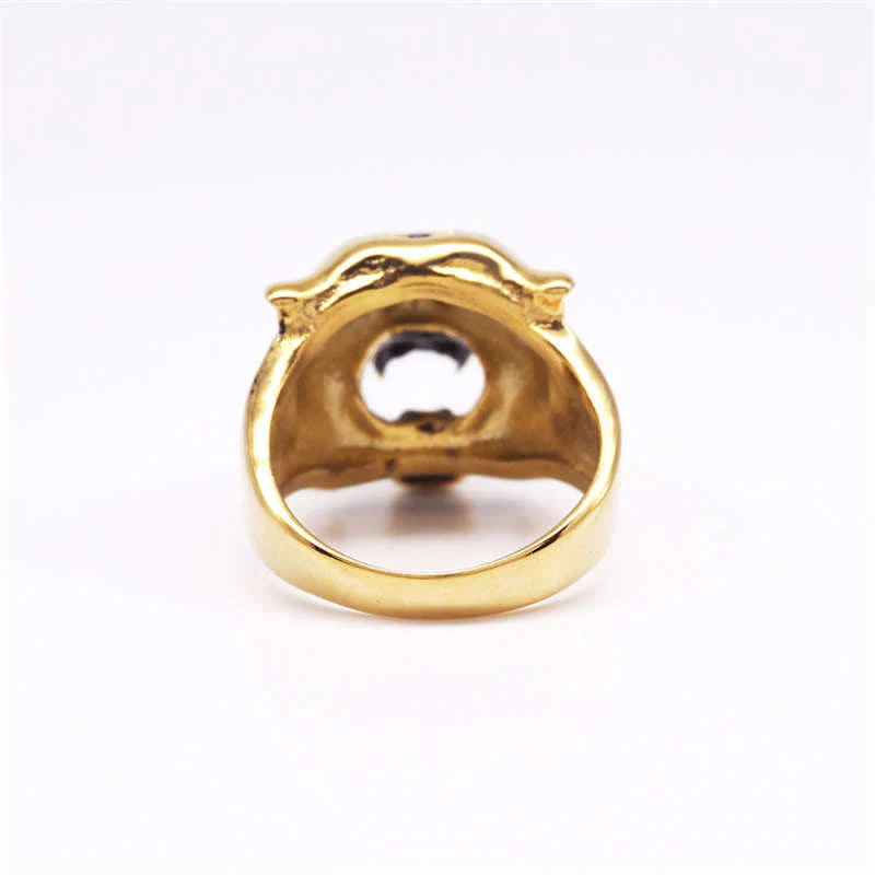 Buddha Stones Men's Animal Tiger Head Titanium Steel Balance Calm Punk Rock Biker Ring