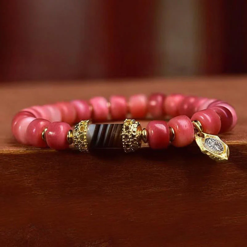Buddha Stones Tibetan Camel Bone Red Agate Luck Bracelet