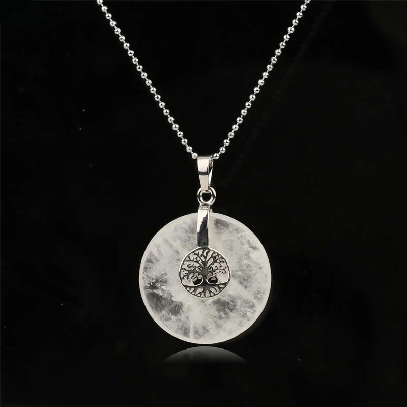 Buddha Stones Various Crystal Rose Quartz Green Aventurine Amethyst The Tree of Life Kindness Necklace Pendant